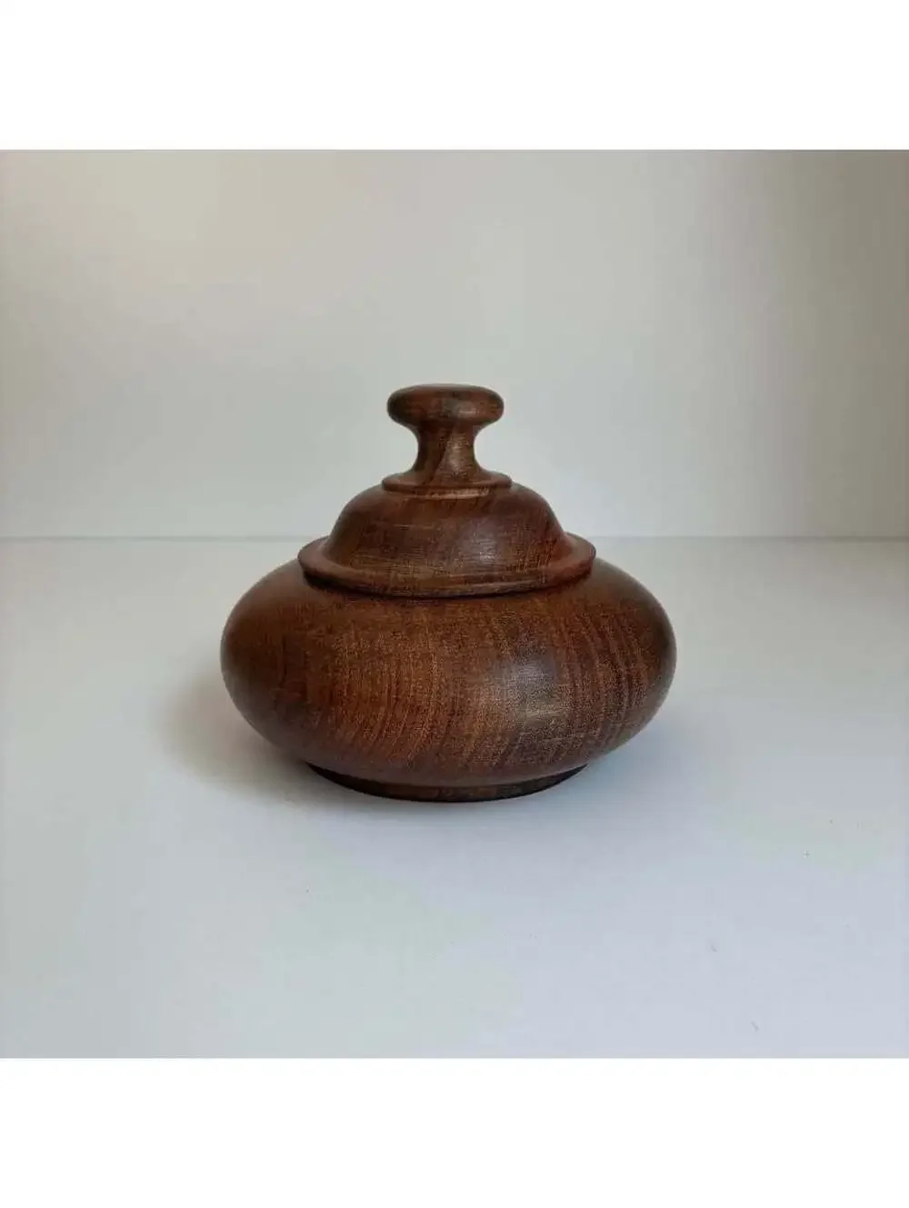 Vintage Wooden Coaster Set 5 Drink Coasters Lidded Storage Holder Hand Turned